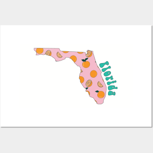 Florida Orange State Outline Posters and Art